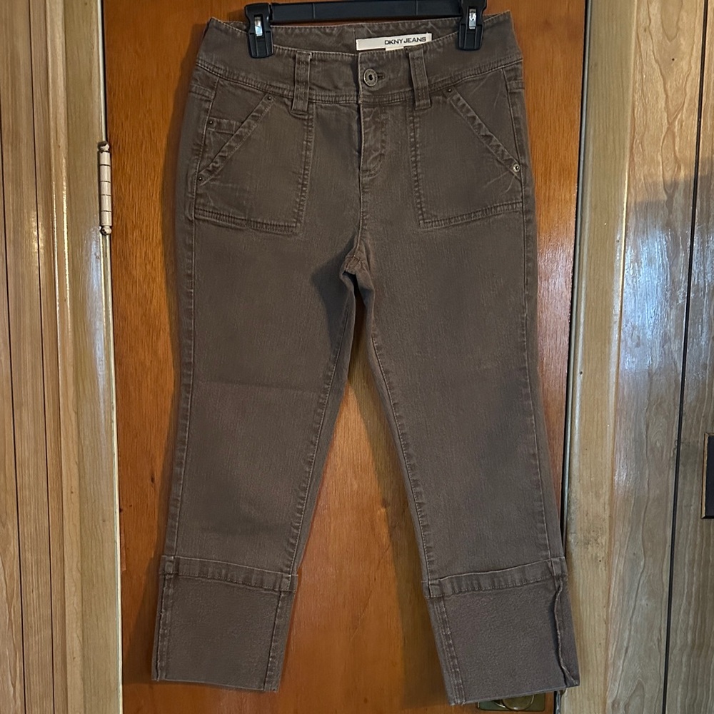 DKNY Women's Tan Cropped Ankle Jeans Brown Denim Size 8